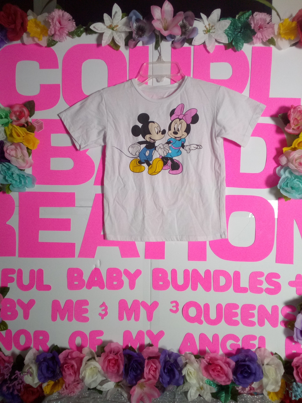 Disney White Mickey & Minnie Cartoon Graphic Tee